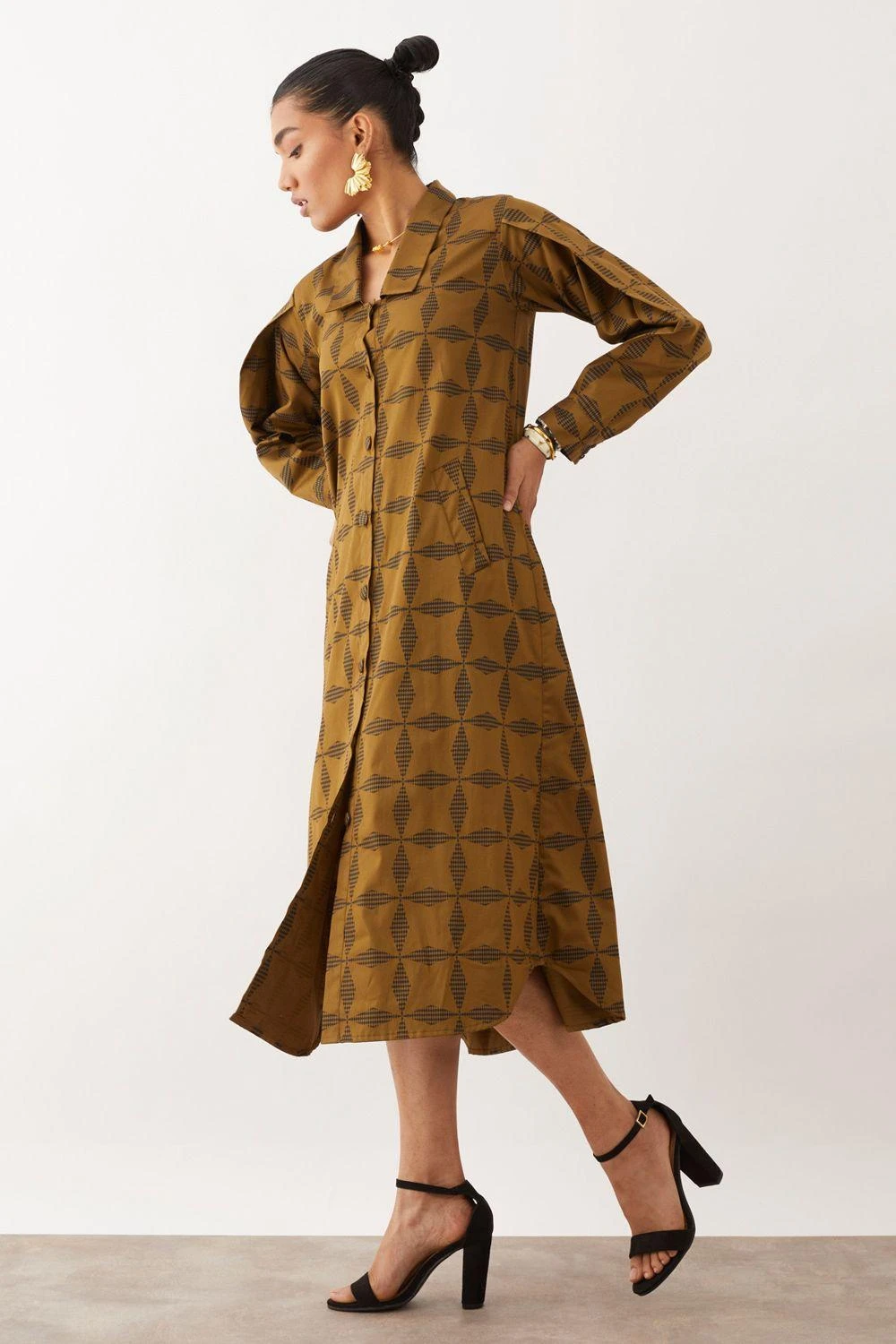 SNOB Faro Olive Trench Style Dress 4 SNOB Faro Olive Trench Style Dress - Image 2