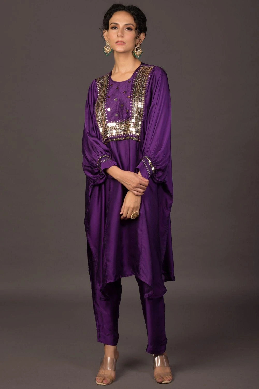 Prahnaaya Purple Hand Embroidered Kurta Set 3 Prahnaaya Purple Hand Embroidered Kurta Set