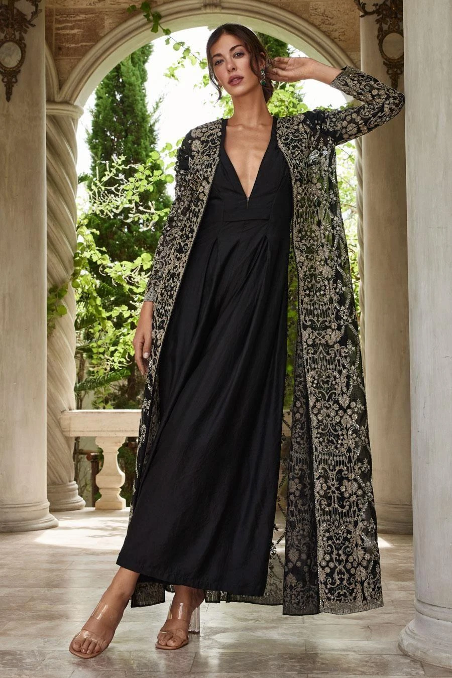 Jayanti Reddy Black Zardosi Embroidered Jacket & Jumpsuit 3 Jayanti Reddy Black Zardosi Embroidered Jacket & Jumpsuit