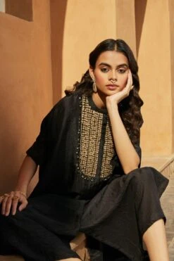 Avacara Black Embroidered Kaftan Set -Inca Sales Store 1210av05 4