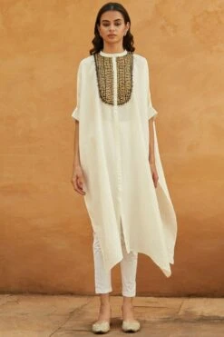 Best Seller 19 Avacara White Mulberry Silk Kaftan Set