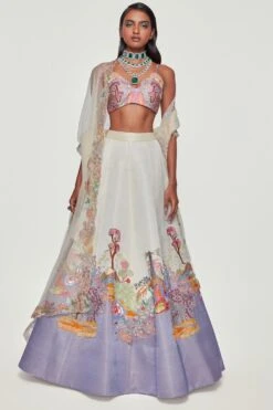 Aisha Rao Lavender & Ivory Embellished Lehenga Set