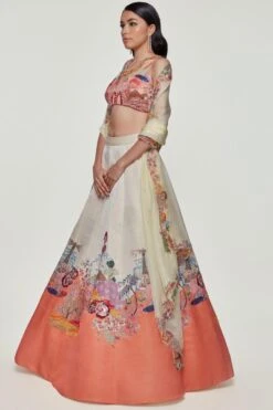 Aisha Rao Peach & Ivory Embellished Lehenga Set