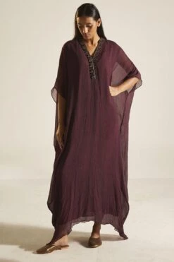 Shorshe Plum Hand Embroidered Kaftan -Inca Sales Store 1211sh2 2