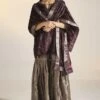 Shorshe Plum Silk Velvet Dupatta -Inca Sales Store 1211sh36 1