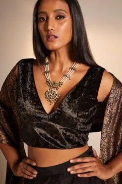 Shorshe Black Brocade Silk Dupatta -Inca Sales Store 1211sh41 3