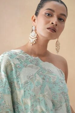 Anamika Khanna Ice Blue Sequin Embellished Drape-Skirt Set 10 Anamika Khanna Ice Blue Sequin Embellished Drape-Skirt Set -Inca Sales Store 121223ak1 4