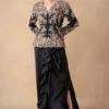 Anamika Khanna Classic Black Floral Embroidered Top-Skirt Set
