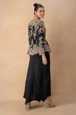 Anamika Khanna Classic Black Floral Embroidered Top-Skirt Set 11 Anamika Khanna Classic Black Floral Embroidered Top-Skirt Set -Inca Sales Store 121223ak18 5