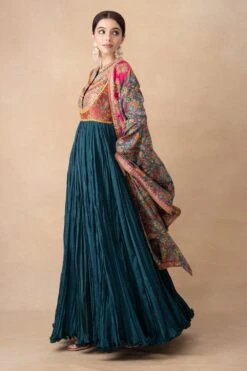 Debyani Blue Floral Printed & Embellished Anarkali Set -Inca Sales Store 121223di2 2