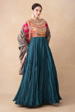 Debyani Blue Floral Printed & Embellished Anarkali Set -Inca Sales Store 121223di2 3