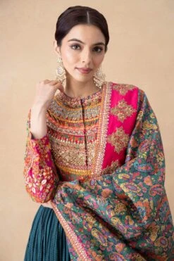 Debyani Blue Floral Printed & Embellished Anarkali Set -Inca Sales Store 121223di2 4