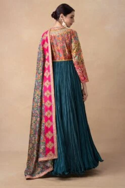 Debyani Blue Floral Printed & Embellished Anarkali Set -Inca Sales Store 121223di2 5