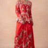 Anamika Khanna Classic Red Floral & Sequin Top-Drape Skirt Set -Inca Sales Store 12124ak10 1