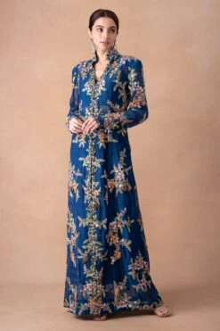 Anamika Khanna Blue Floral & Sequin Embellished Jacket Set