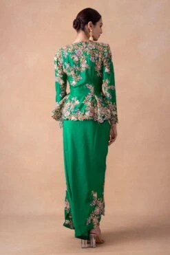 Anamika Khanna Emerald Green Floral & Sequin Top-Skirt Set 11 Anamika Khanna Emerald Green Floral & Sequin Top-Skirt Set -Inca Sales Store 12124ak6 5