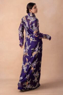 Anamika Khanna Purple Floral & Sequin Embellished Jacket Set -Inca Sales Store 12124ak7 5