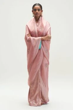Kshitij Jalori Pale Pink Naaz Sadra Embellished Sari
