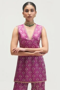 Kshitij Jalori Amethyst Silk Brocade Kurta Set -Inca Sales Store 1212ks37 3