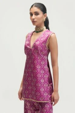 Kshitij Jalori Amethyst Silk Brocade Kurta Set -Inca Sales Store 1212ks37 4