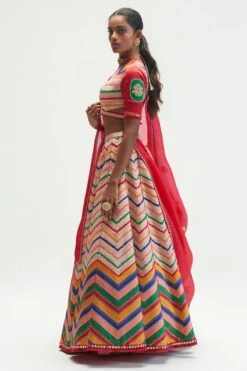 Kshitij Jalori Amer Striped & Embroidered Lehenga Set -Inca Sales Store 1212ks61 2
