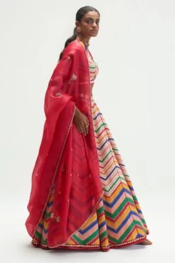 Kshitij Jalori Amer Striped & Embroidered Lehenga Set -Inca Sales Store 1212ks61 3