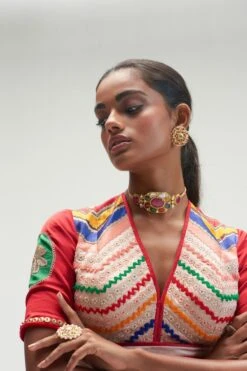 Kshitij Jalori Amer Striped & Embroidered Lehenga Set -Inca Sales Store 1212ks61 4