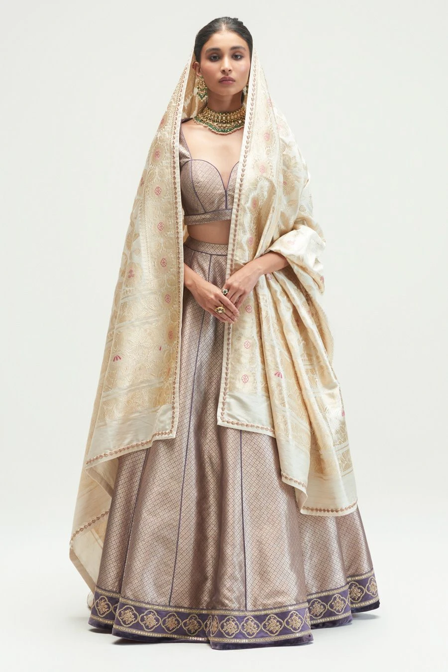 Kshitij Jalori Charcoal Chorbandh Embroidered Lehenga Set 3 Kshitij Jalori Charcoal Chorbandh Embroidered Lehenga Set