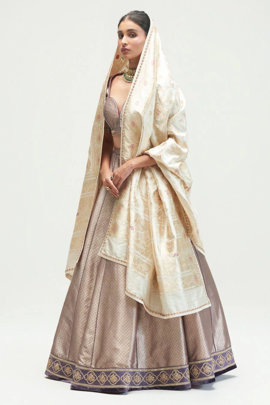 Kshitij Jalori Charcoal Chorbandh Embroidered Lehenga Set 4 Kshitij Jalori Charcoal Chorbandh Embroidered Lehenga Set - Image 2