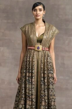 Tarun Tahiliani Black Anarkali Style Jacket Set -Inca Sales Store 1212tt07 3