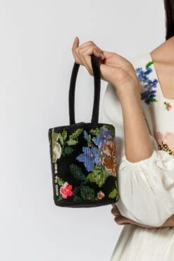 Ode To Odd Black Beaded Bucket Bag -Inca Sales Store 123odd10 2