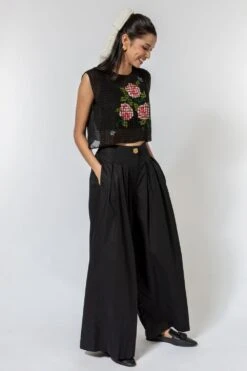 Ode To Odd Black Checkered Silk Organza Bib -Inca Sales Store 123odd23 2