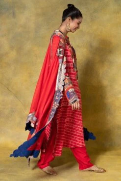 Anamika Khanna Red Thread Embellished Kurta & Cape Set -Inca Sales Store 12423ak10 3