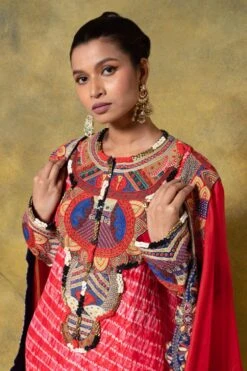 Anamika Khanna Red Thread Embellished Kurta & Cape Set -Inca Sales Store 12423ak10 4