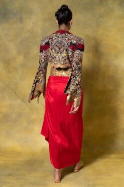 Anamika Khanna Red Thread Embellished Jacket & Draped Skirt Set -Inca Sales Store 12423ak7 6