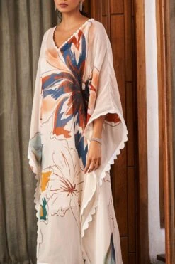 Varun Bahl Pret Ivory Botanical Printed Long Kaftan -Inca Sales Store 12423vbf3 3