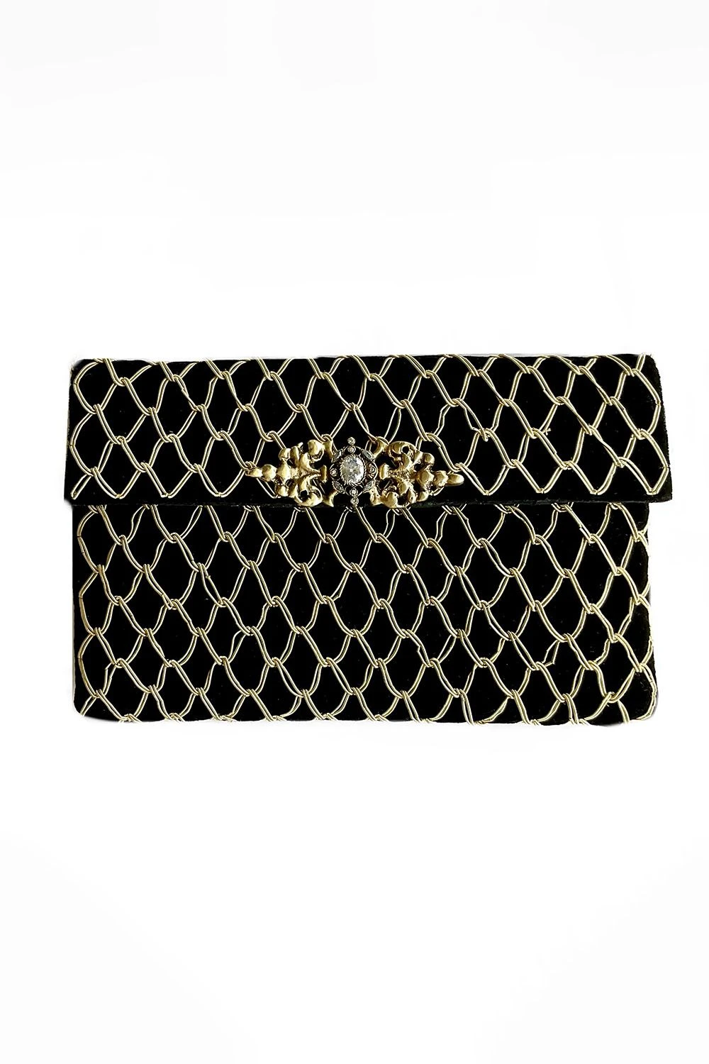 KOKOMMO Black Velvet Embroidered Clutch 3 KOKOMMO Black Velvet Embroidered Clutch