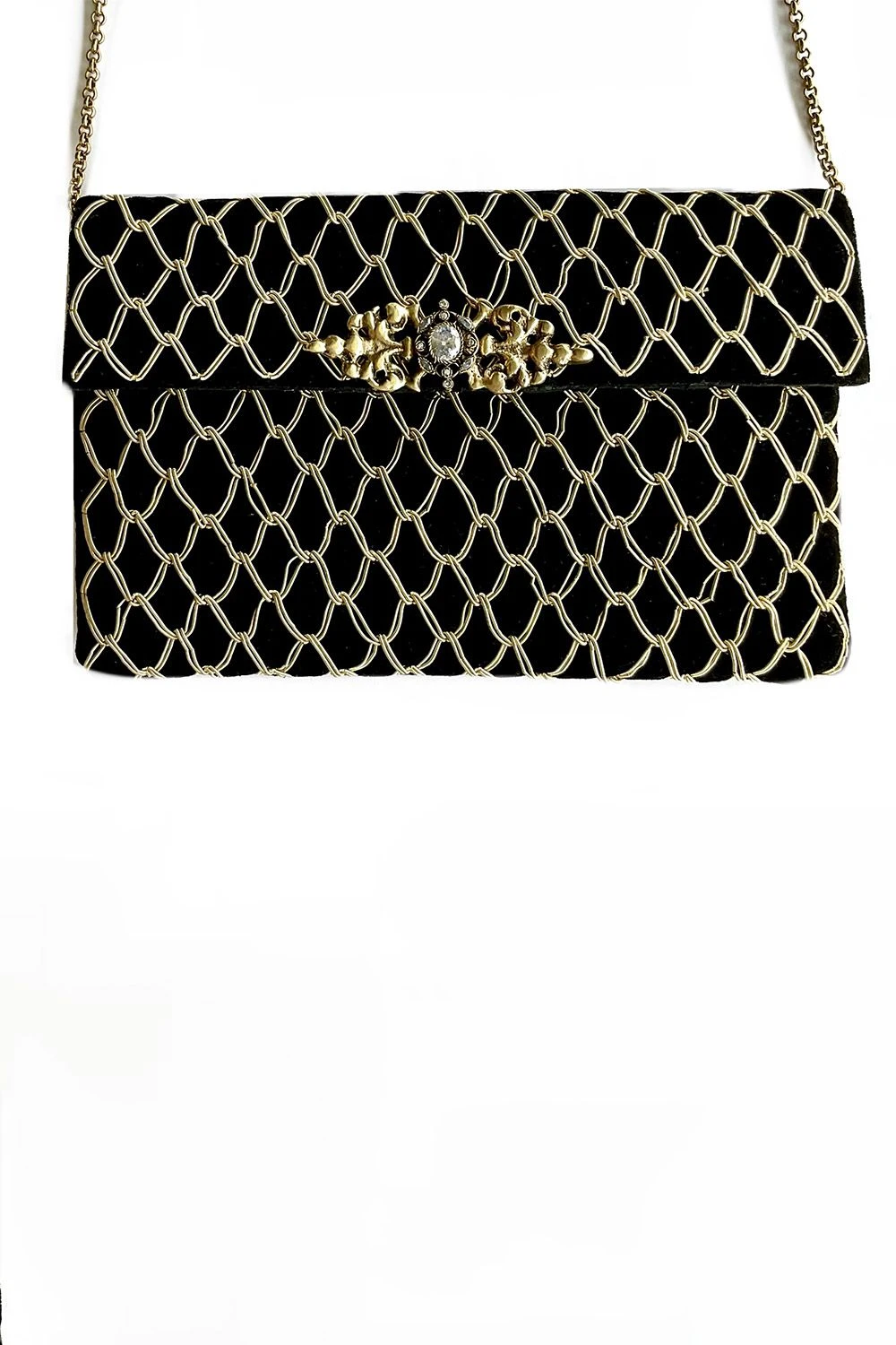 KOKOMMO Black Velvet Embroidered Clutch 4 KOKOMMO Black Velvet Embroidered Clutch - Image 2