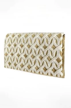 KOKOMMO Ivory Geometric Embellished Clutch -Inca Sales Store 124kkmm6 3