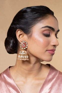 Turquoise Jewels Gold & Pink Floral Earrings -Inca Sales Store 12523tou2 2