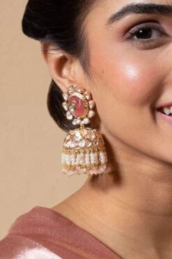 Turquoise Jewels Gold & Pink Floral Earrings -Inca Sales Store 12523tou2 3