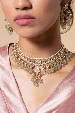 Turquoise Jewels Gold & Pink Kundan Necklace Set 6 Turquoise Jewels Gold & Pink Kundan Necklace Set -Inca Sales Store 12523tou6 2