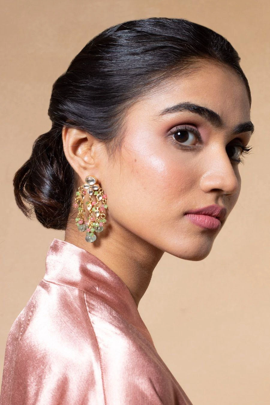 Turquoise Jewels Gold & Pink Kundan Necklace Set 5 Turquoise Jewels Gold & Pink Kundan Necklace Set - Image 3