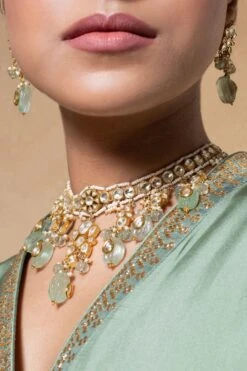 Turquoise Jewels Gold & Green Kundan Necklace Set -Inca Sales Store 12523tou8 2