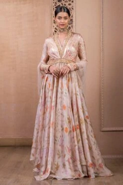 Tarun Tahiliani Blush Floral Anarkali Set