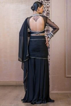 Tarun Tahiliani Black Embellished & Panelled Concept Sari Set 11 Tarun Tahiliani Black Embellished & Panelled Concept Sari Set -Inca Sales Store 12623tt3 5