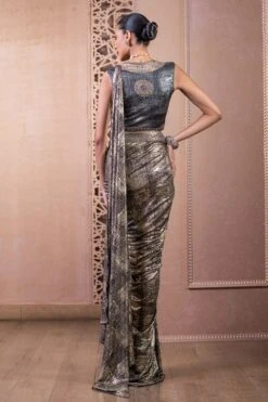 Tarun Tahiliani Black Hand Embellished Draped Concept Sari Set -Inca Sales Store 12623tt31 3