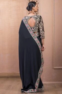 Tarun Tahiliani Black Floral Sari Set -Inca Sales Store 12623tt9 3