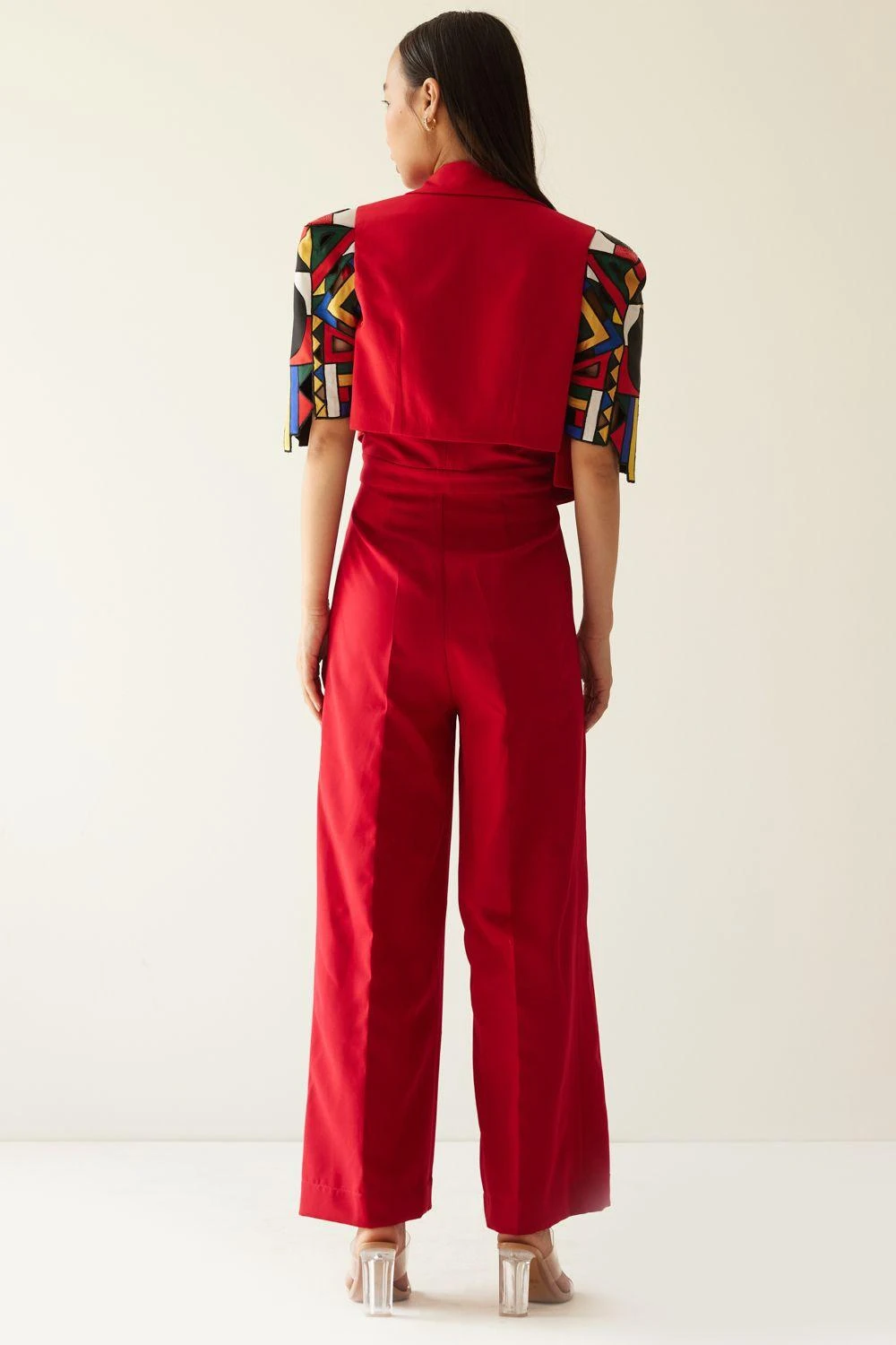 Mini Sondhi Red Embellished Box Sleeve Jacket Set 8 Mini Sondhi Red Embellished Box Sleeve Jacket Set - Image 6