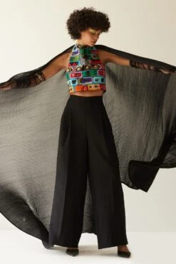 Mini Sondhi Black Two Sided Draped Jacket Set -Inca Sales Store 12723ms30 3